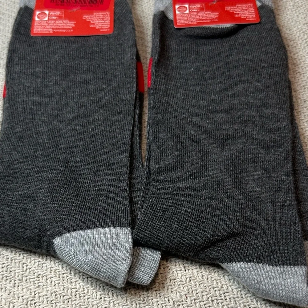 Coca-Cola Socks NWT 2 Pairs Matching Vintage Unisex Gray Soda Coke